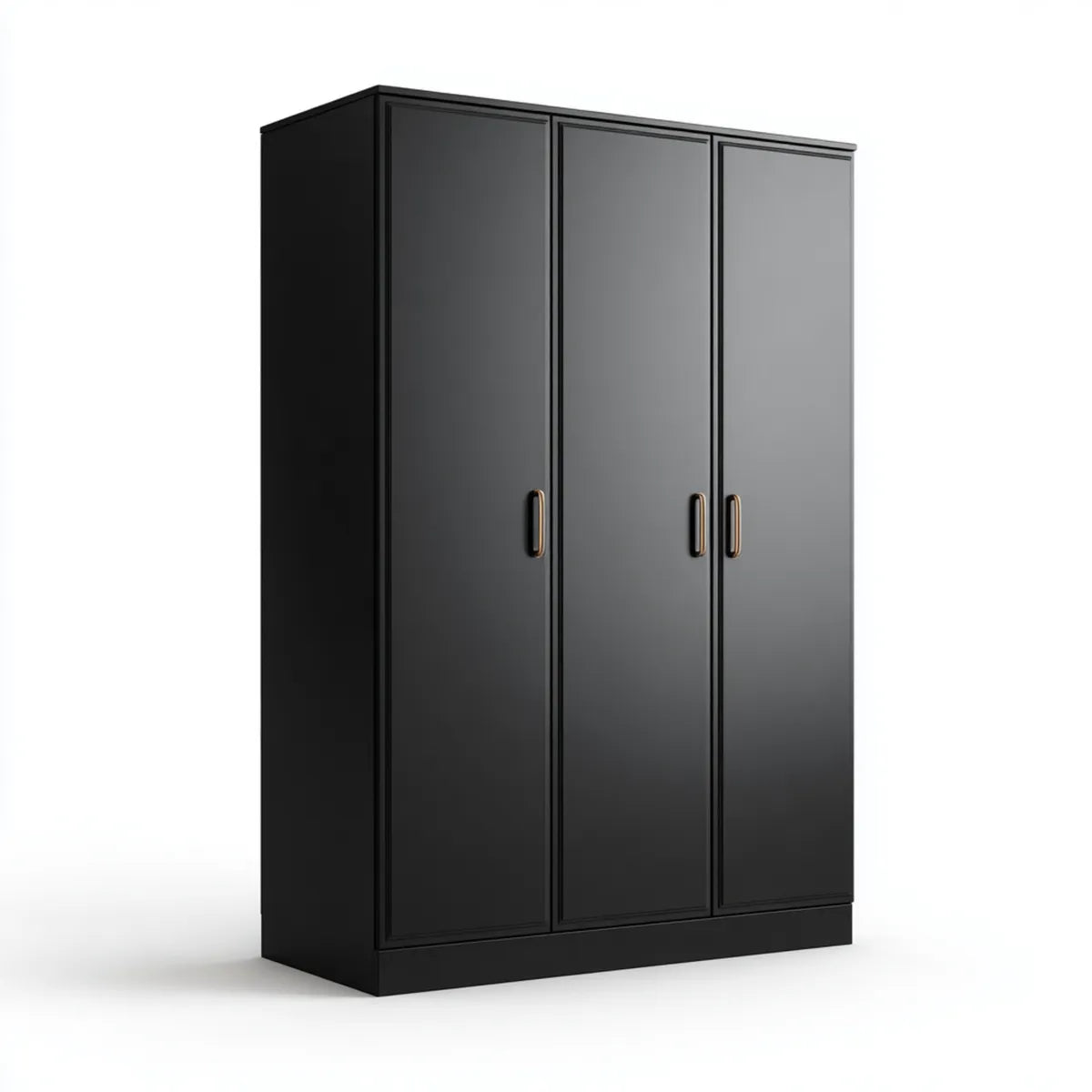 Armoire penderie 3 portes noire 150 x 60 x 200 cm en panneaux de particules mélaminés rectangulaire