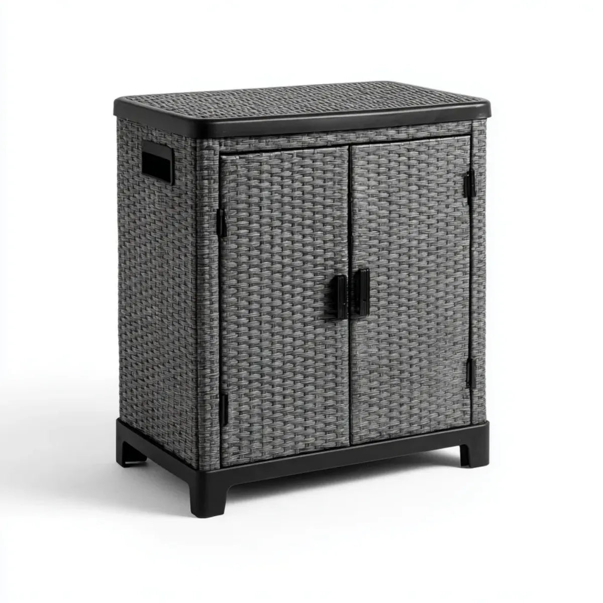 Armoire de rangement extérieure gris anthracite en polypropylène effet rotin rectangulaire 68 x 39 x 90 cm