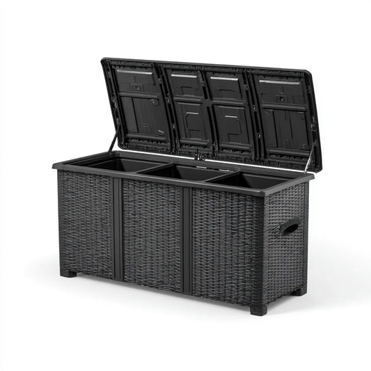 Coffre de rangement extérieur noir 400 L en polypropylène rectangulaire 120 x 56 x 63 cm