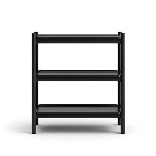 Étagère de bureau à 3 niveaux noire en bambou massif 60 x 30 x 75 cm rectangulaire