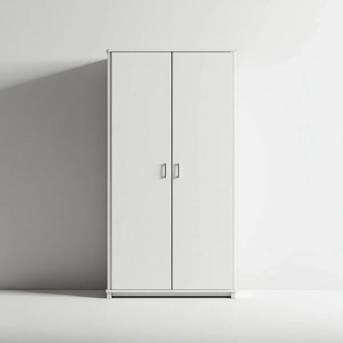 Armoire de chambre blanche rectangulaire à 2 portes 80 x 52 x 180 cm en panneaux de particules mélaminés