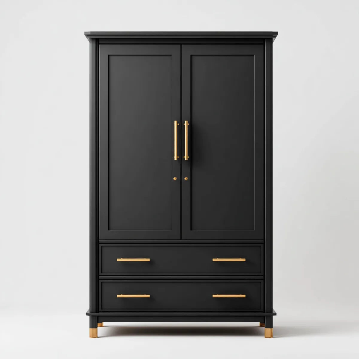 Armoire de chambre 2 portes 2 tiroirs noire 100 x 55 x 200 cm en MDF rectangulaire