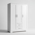 Armoire de chambre blanche à 3 portes et 2 tiroirs en panneaux MDF rectangulaire 120 x 52 x 190 cm