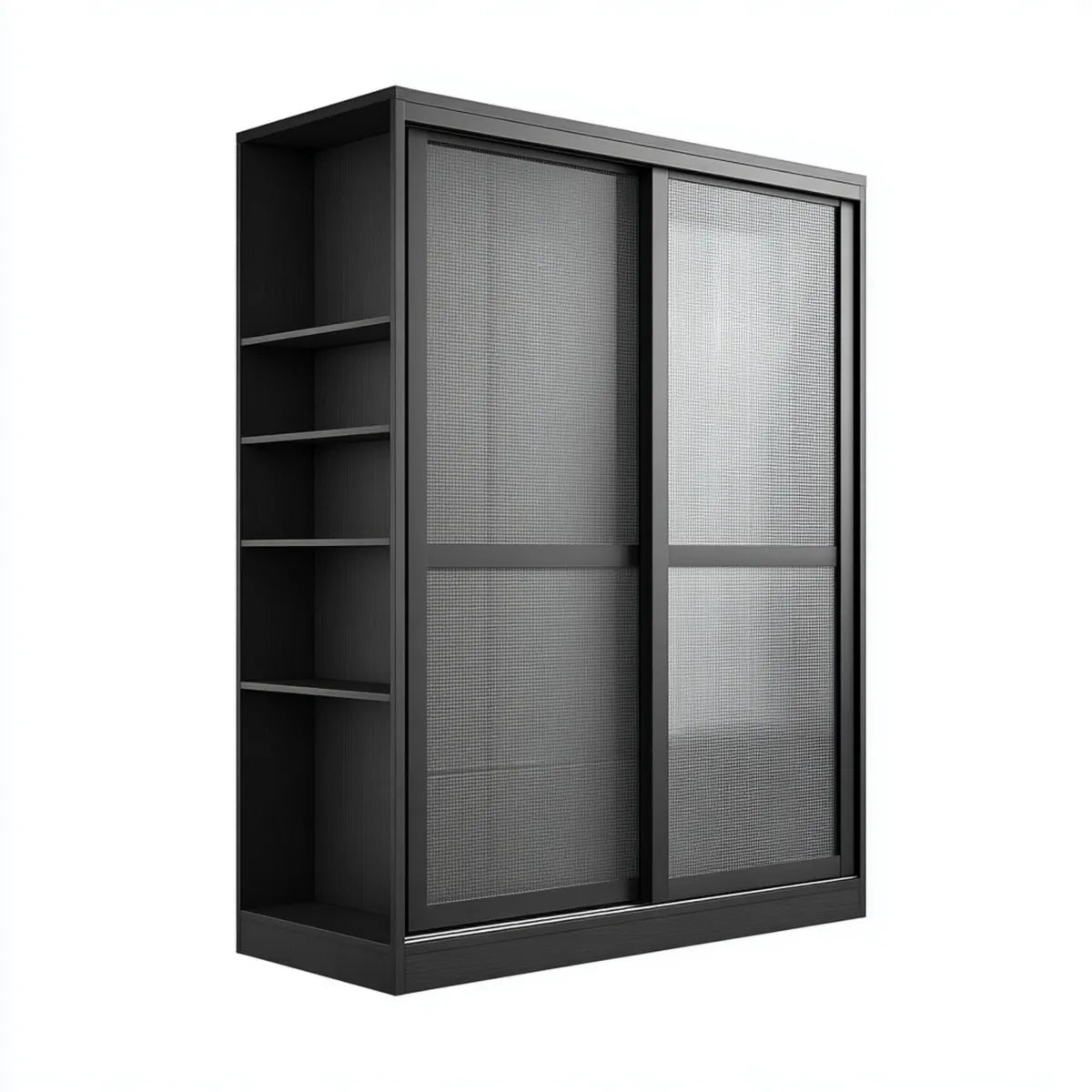 Armoire de chambre à portes coulissantes noire 120 x 50 x 200 cm en panneaux MDF rectangulaire
