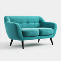 Canapé 2 places turquoise en polyester forme arrondie 128 x 78 x 82 cm