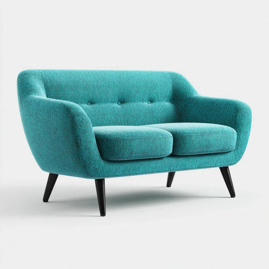 Canapé 2 places turquoise en polyester forme arrondie 128 x 78 x 82 cm