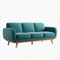 Canapé 3 places vert canard 210 x 85 x 82 cm en polyester avec pieds en bois massif forme droite