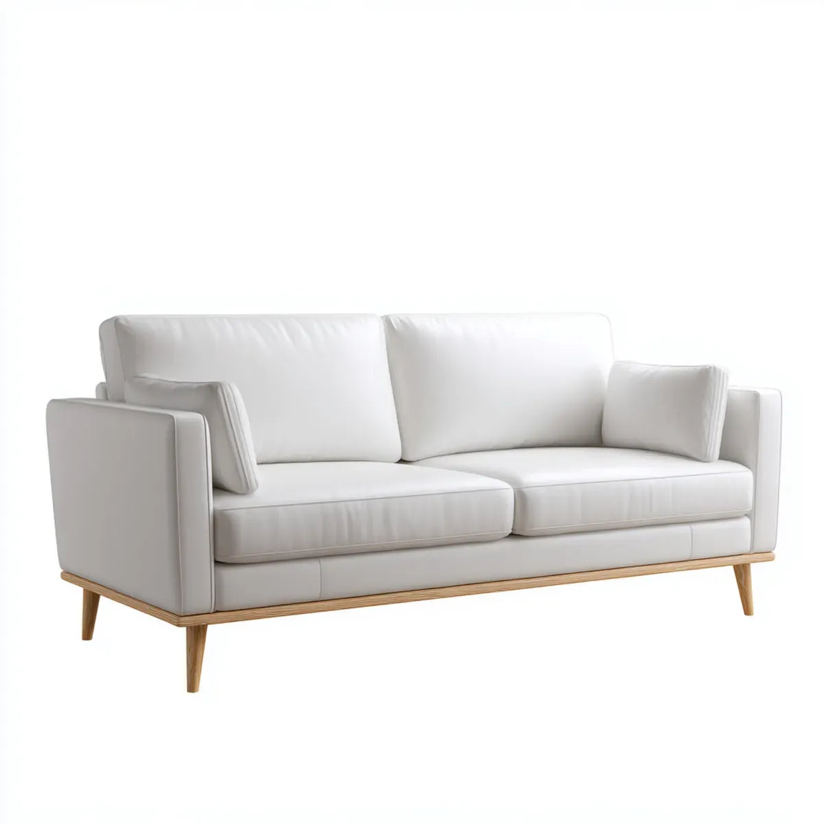 Canapé 2 places droit blanc 180 x 86 x 84 cm revêtement en PU pieds en bois massif