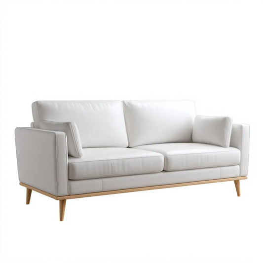 Canapé 2 places droit blanc 180 x 86 x 84 cm revêtement en PU pieds en bois massif