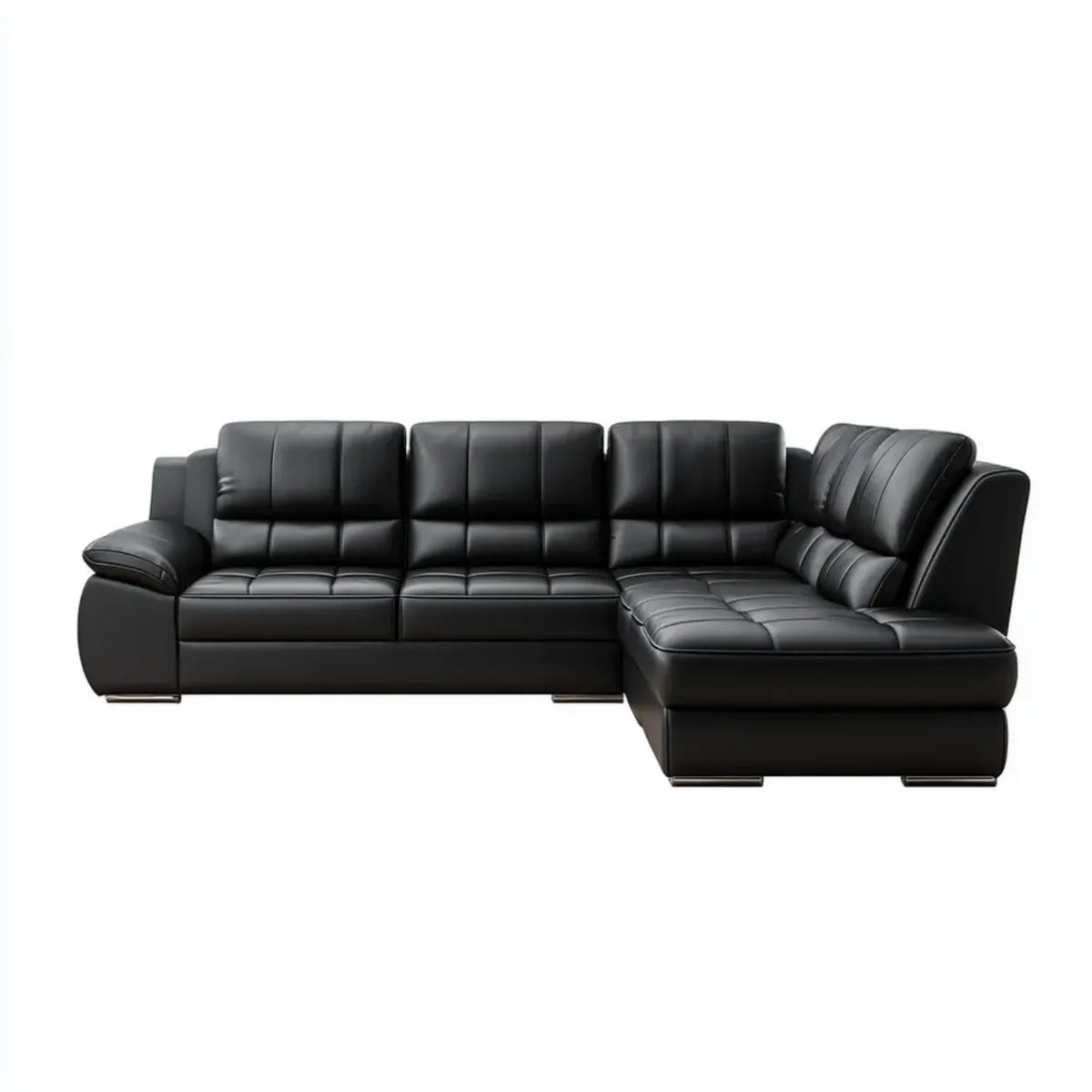Canapé d'angle droit 4 places noir en cuir synthétique PU 280 x 165 x 90 cm