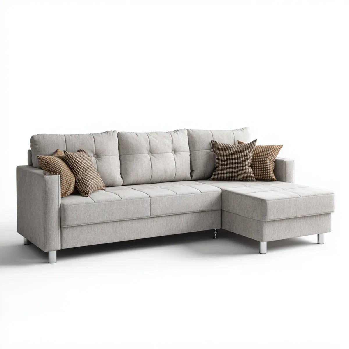 Canapé d'angle réversible 3 places gris clair 230 x 145 x 85 cm en polyester forme L