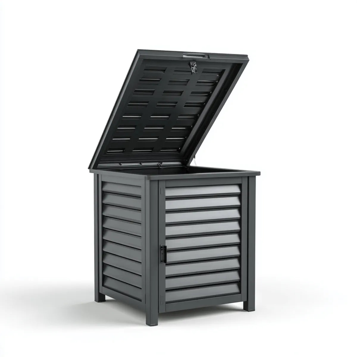 Coffre de rangement extérieur anthracite en acier galvanisé rectangulaire 72 x 75 x 113 cm